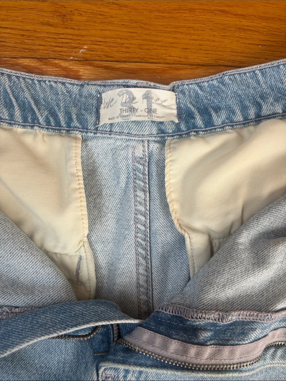 Free People Light Blue Denim/Jean Frayed Hem Women's Bermuda Jean Shorts